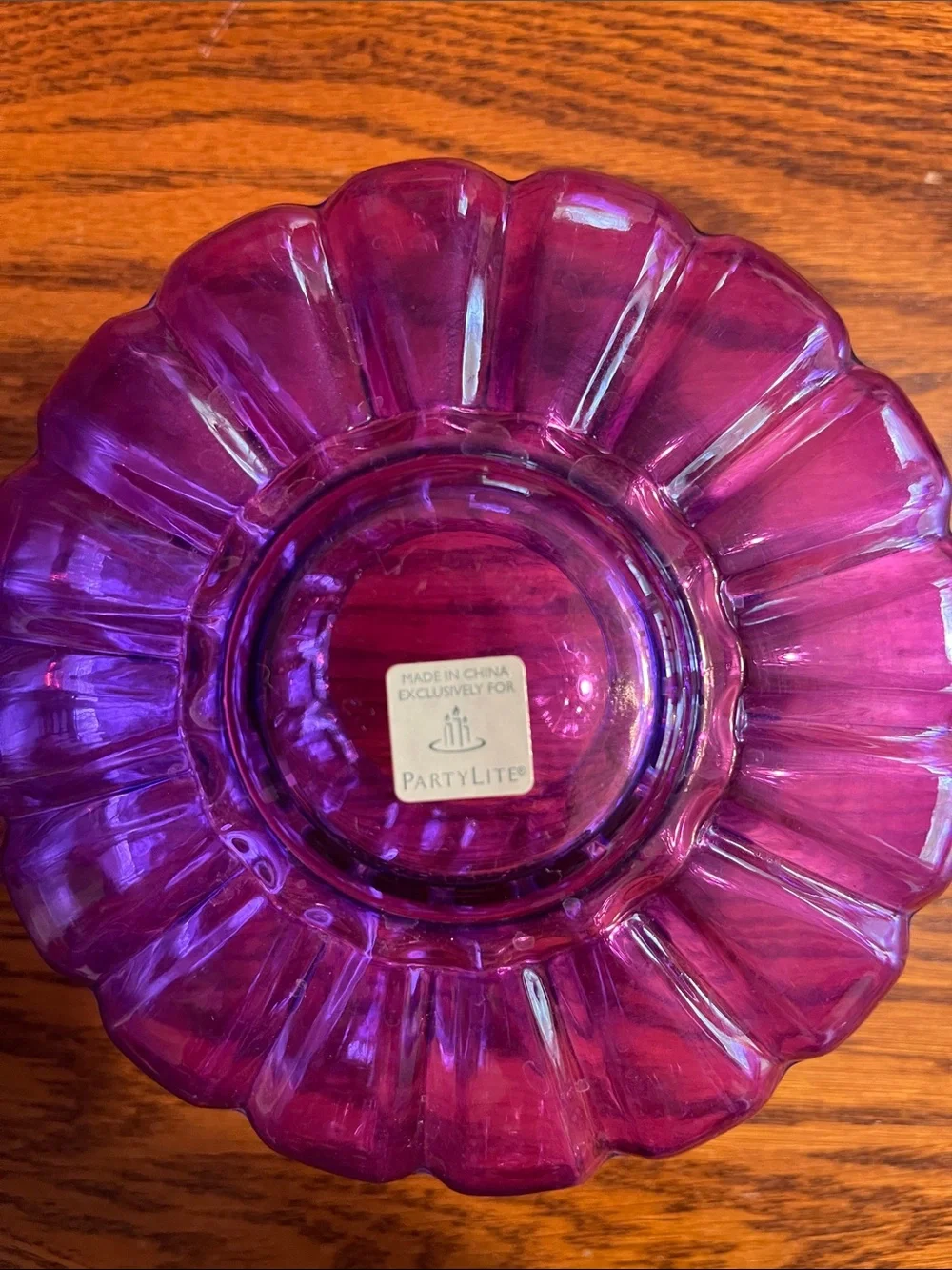 Glass tea light holder  - Purple Decorative Home Accent - Picture 4 of 4
